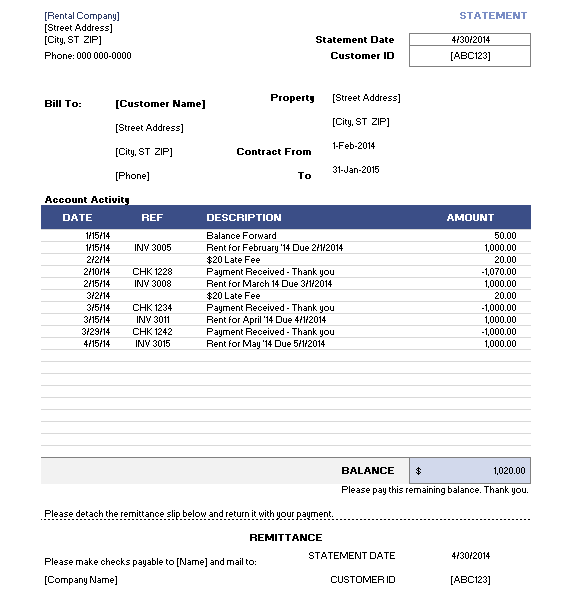 Free Billing Statement Templates Mike's Templates