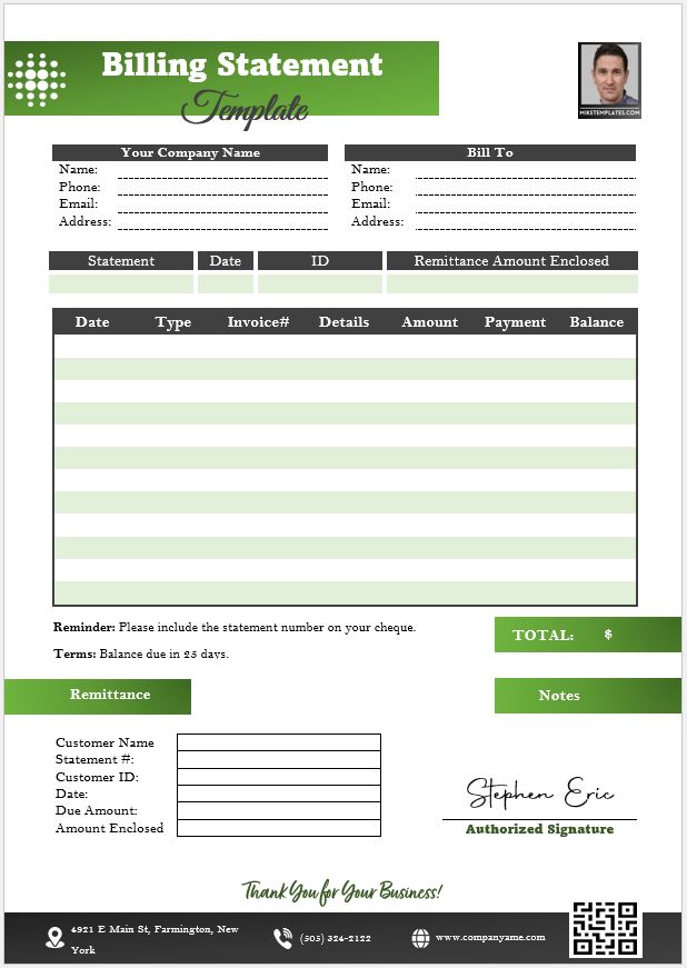 Billing Statement Templates Mike's Templates
