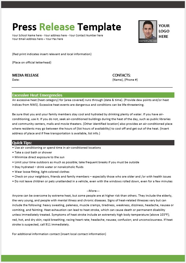 Press Release Templates - Mike's Templates